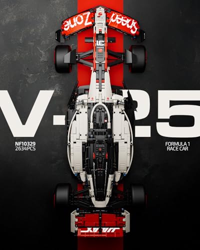 Image of Nifeliz V25 F1 Racing Car Model Set, 1:8 Scale Car Building Set for Adults, Collectible and Display Gift for Racing Fans (2,634 PCS, NF10329)