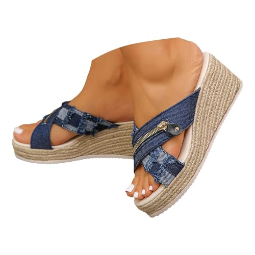Sandalias tacon mujer tipo cuña con pedrería brillante y diseño calado exterior