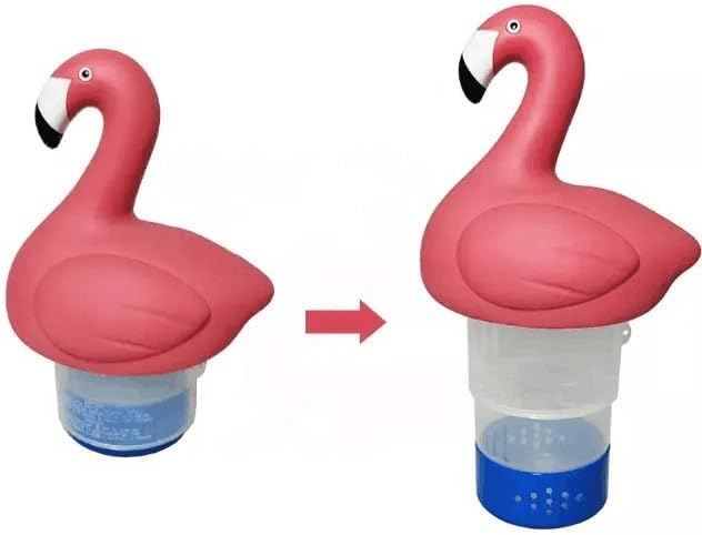 Swimming Pool Floating Chlorine Dispenser, Pink Flamingo Design, Chemical Tablet Holder