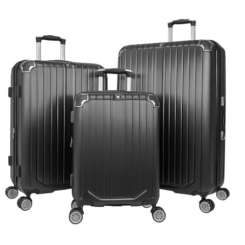 World Traveler Dejuno Beaumont Lightweight Hardside Expandable Spinner Luggage, Black, 3-Piece Set(20in,26in,30in)