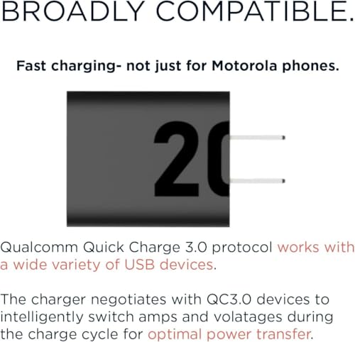 Image of Motorola 20W Turbo Power Charger Adapter | Fast Charging USB-C Wall Charger | Compatible with Motorola Edge 20 /30, Moto G60 /G71 /G82, Moto E40, One Fusion+ & More