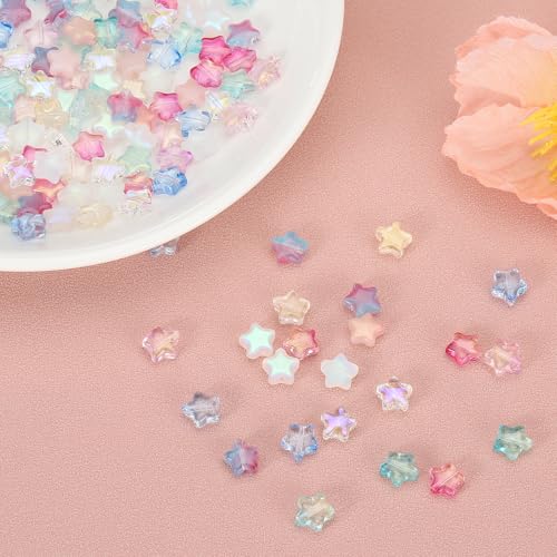 Perles en verre forme d'étoile 8mm pour confection artisanale