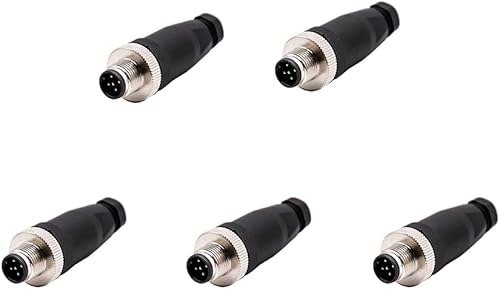 Elecbee 5 unids M12 5 pines macho A-Code campo instalable tornillo terminación desblindaje para 22AWG 0.34mm² cable