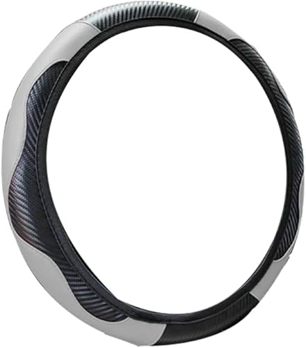 Miniatura 8 de Funda para volante de automóvil, piel sintética de 15 pulgadas, fibra de carbono, elástica sin anillo interior, protector de volante transpirable