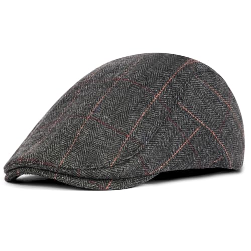 ACWOO Ajustable Boinas, Vintage Gorra Irlandesa Boina Estilo Gatsby, Gorra Plana para Hombre, Newsboy Casquillo Plano Sombreros Primavera, Gorras Cabbie Trucker Gatsby Cap, Gris Oscuro