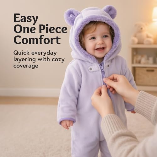 Image of baby deedee Bunting Fleece - Hooded Bear Ears Diaper Zip