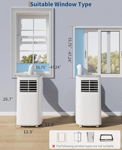 Image of 8,000 BTU Portable Air Conditioners, 4-in-1 Modes with Cooling, Dehumidifier, Fan, Sleep Mode, 24-Hour Timer, Remote Control & Complete Window Kit, Cools Rooms Up to 350 Sq. Ft., for Bedroom