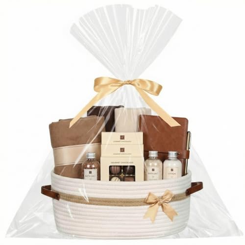 Image of Colingmill 2026 Graduation Large Woven Basket for Gifts Empty Set with Gift Bags and Ribbon Gift Baskets and Wrapping Set Storage 14 inchx 10 inchx 5.5 inch Decorative Box for Class of 2026 Graduation(White)