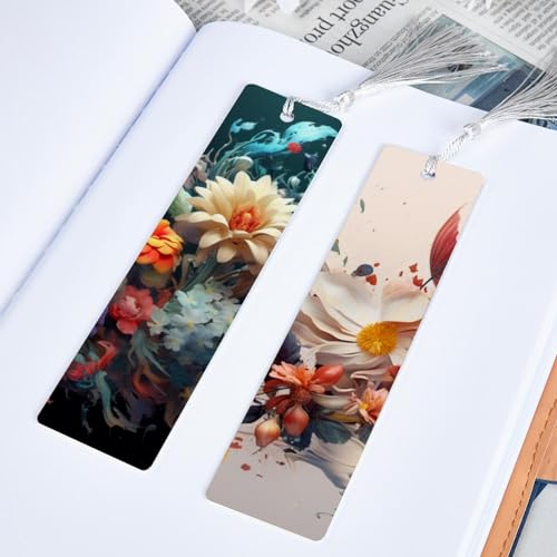 6 marque-pages à pompons floraux idéal cadeau vers de bibliothèque