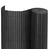 Warmiehomy PVC Garden Screening 2m High, Artificial Bamboo Fence Screening, Weatherproof Outdoor Fence Privacy Screen for Garden, Balcony, Terrace(Grey Screen, 2m High x3m Wide)
