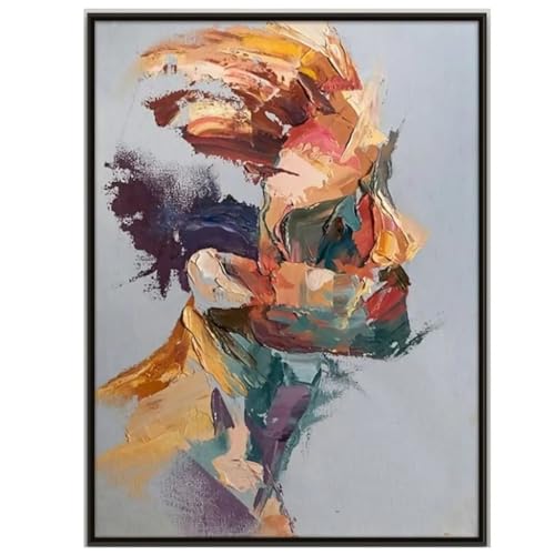 Affiche portrait d'homme aquarelle et grande peinture abstraite 50x75