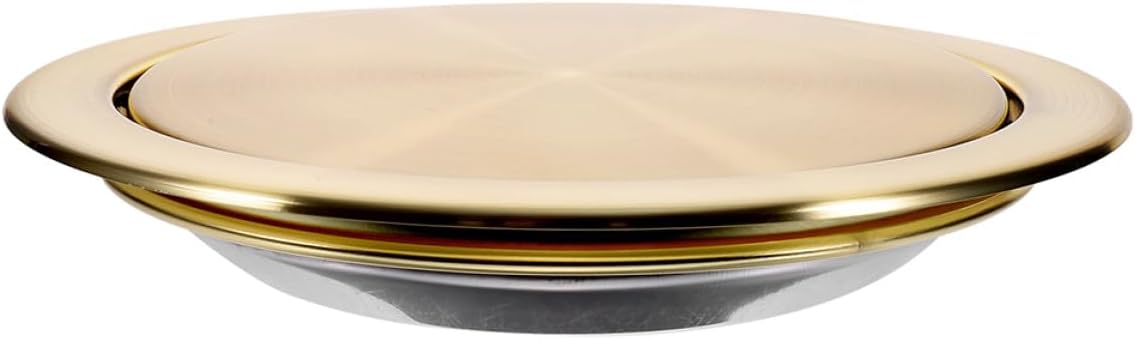 Cabilock Stainless Steel Countertop Trash Can Lid Swing Flap, round Recessed Embedded Garbage Bin Cover, Titanium Color, Fits 22-26cm Cutout for Kitchen and Bathroom Use