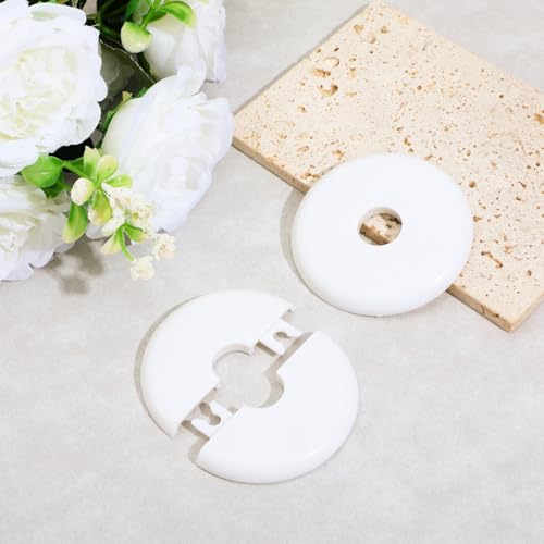 4pcs Escutcheon Plate, Self-Adhesive Plumbing Cover Plates, Round Escutcheon Plate for 0.7In Diameter Water Pipes, Wall Split Flange for Kitchen Toilet Faucet Decoration (White) - Thumbnail 7