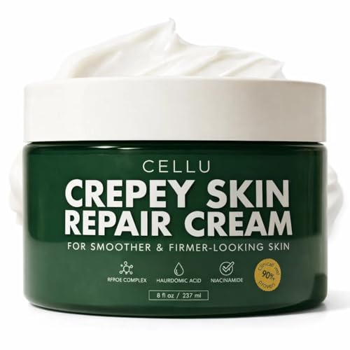 LunaCalm Cellu Repair Cream for Crepey Skin 8 Oz Organic Tightening Cream - 99% Natural Helps Reduce Thin Wrinkled Skin on Arms Neck and Body