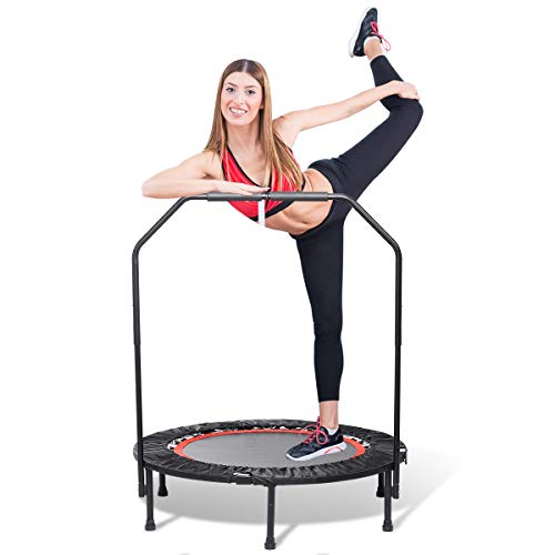TOOCA Mini Trampoline, Foldable Mini Trampoline Rebounder, Trampoline Cardio Trainer with Handle Great
