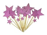 70 Pcs Star Cupcake Topper, Glittery Star Cupcake Topper, Fruit Picks, Twinkle Party Cupcake Topper
