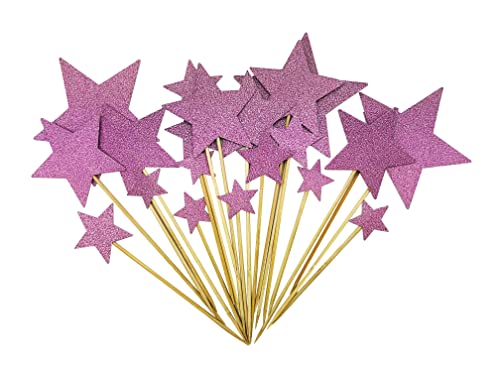 70 Pcs Star Cupcake Topper, Glittery Star Cupcake Topper, Fruit Picks, Twinkle Party Cupcake Topper For Birthday Party Wedding Baby Shower Decoration Supplies (Pink) #TOP9