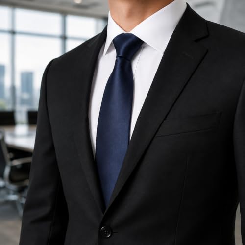 Image of WeiShang Lot 4 PCS Men's Ties Solid Color Neckties Formal Black Ties For Men