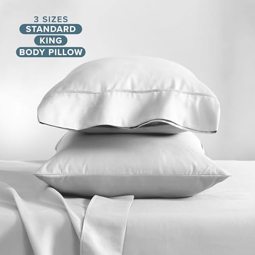 Image of Bare Home Microfiber Pillow Cases - King Size Set of 2 - Cooling Pillowcases - Double Brushed - Light Grey Pillowcases 2 Pack - Easy Care (King Pillowcase Set of 2, Cloud Grey)