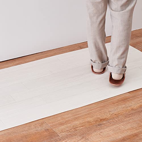 萩原 クッションフロア キッチンマット (約45×120cm,木目クリーム) 水拭きできる 抗菌 防カビ 抗ウイルス 防炎 滑り止めシール付き カットOK 日本製