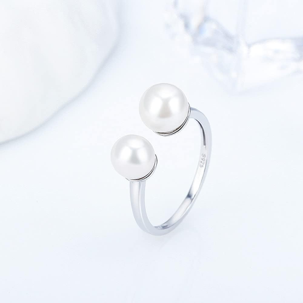 Sterling Silver Double Design Adjustable Ring Fitting for Women, Size 6-9, 1pc, DIY Pearl Jewelry Making