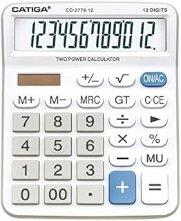 Desktop Calculator 12 Digit with Large LCD Display and Sensitive Button, Solar and Battery Dual Power, Standard Function for Office, Home, School, CD-2786 (Light Blue)