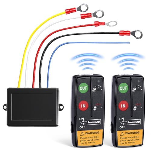 Treuil Electrique 12v, Kit Télécommande Treuil Sans Fil 12v / 24v, Portée 75 Ft, Contrôleur Universel Pour Treuil électrique 12v, Commande à Distance + Récepteur étanche Atv/Suv/Camion/4x4