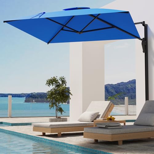 AECOJOY 9ft Wall Mount Umbrella Outdoor Patio, Rectangular Awning Large ...