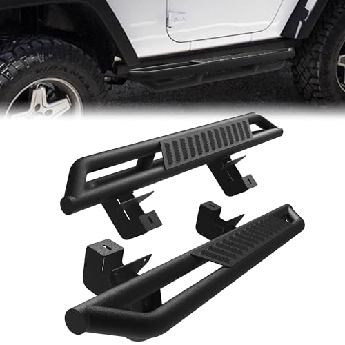 Peforway Running Boards Compatible with Jeep Wrangler JK 2007-2018 2 Door, Off-Road Steel Side Steps, Rock Sliders Textured Black, Non-Slip Design Rocker Armor Steps