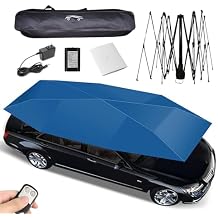 Fully Automatic Car Tent, Removable Carport, Portable Car Umbrella Sun Shade Cover Tent, Folding Car Awning, Car Shade Canopy, with Remote Control,Navy Blue-4.8m/189