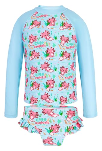 Image of Girls Swimsuit,Toddler Girls Bathing Suit Long Sleeve Rush Guard Swimwear,UPF 50+ Quick Dry Summer Beach Swimsuit