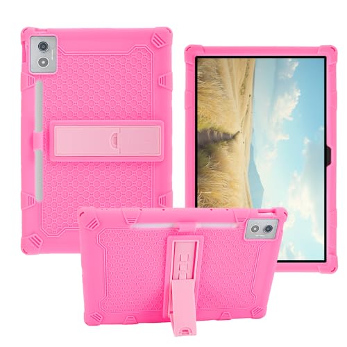 Protection silicone Lenovo Tab Pad Pro 12.7 2025 antichoc rose avec béquille ajustable