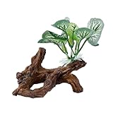 Hoite Aquarium Dekorationen Grün Künstliche Pflanze Treibholz Höhle Holz Haus Kunststoff Betta Blatt Pad Vordergrund Ornament