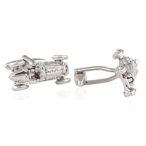 Gemelos Cuff-Daddy Auto de Carreras en Plata con Caja miniatura 2