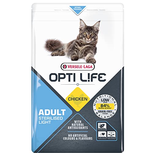 VERSELE LAGA - Pienso para Gatos Opti Life Adult Sterilised/Light - Sin Cereales - Pollo - 2,5kg