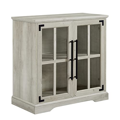 Okvnbjk Sideboard Buffet Cabinet Credenza, 32 Inch Coffee Bar Cabinet With Adjustable Shelves For Kitchen Hallway, Small Accent Cabinet(White Oak) #TOP6