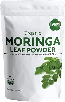Iyasa Holistics Organic Moringa Leaf Powder 16 oz - USDA Certified Pure Moringa Oleifera Superfood Powder - Green Smoothie, Tea, Energy Booster - Pure Ayurveda Products