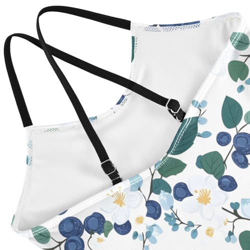 Blueberries White Flowers5 Girls One Piece Swimsuit Beach Swimwear 208609774