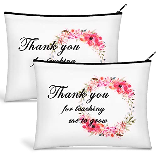 2Pcs Teacher Appreciation Gifts, Teacher Gifts Makeup Bag Canvas Cosmetic bag Teacher Survival Kit Best Teacher Ever Pencil Pouch Teacher Gift for Women Preschool Nursery Preschool High School