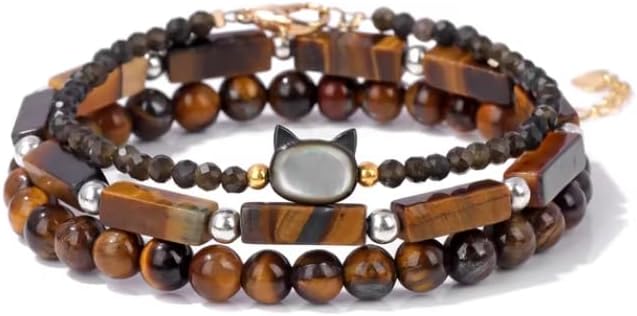 1PCS Round Square Shape Beaded Bracelet Bracelets Set Strand Bangle for Men Women