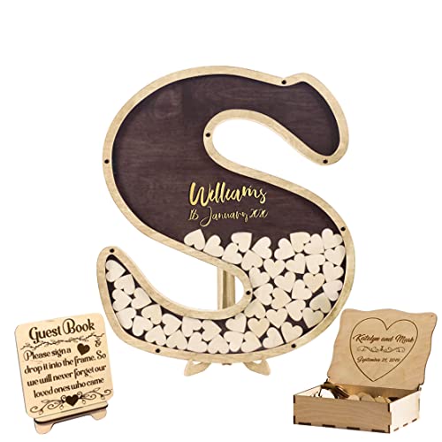 BAIHOGI Personalized Wedding Guest Book Wooden Decor Alternative Ideas Heart