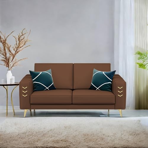 Image of Casaliving Falco 2 Seater Sofa Set for Living Room (Brown Fabric) Premium Fabric Sofa