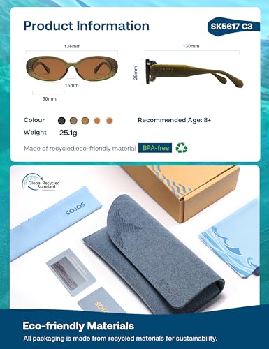 Image of SOJOS Ocean Collection Retro Oval Polarized Sunglasses Kids SUNLIGHT S