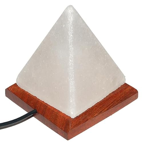 Lampada USB di Sale dell'Himalaya con base in legno (A forma di PIRAMIDE)