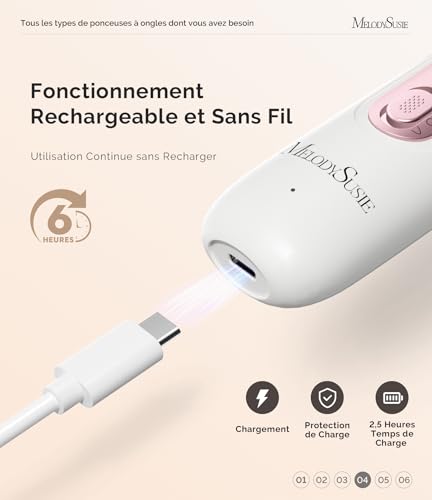Ponceuse pour ongles PC760G kit manucure pédicure rechargeable 5 vitesses - 5