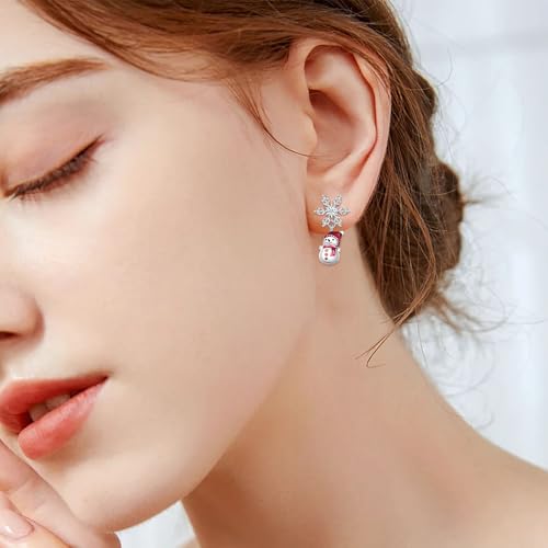 KoyeKei Christmas Snowman Earrings for Women 925 Sterling Silver Snowflake Dangle Drop Earrings Winter Snow Flower Jewelry Cute Holiday Christmas Stocking Stuffers Gifts for Daughter by KoyeKei - Image 5