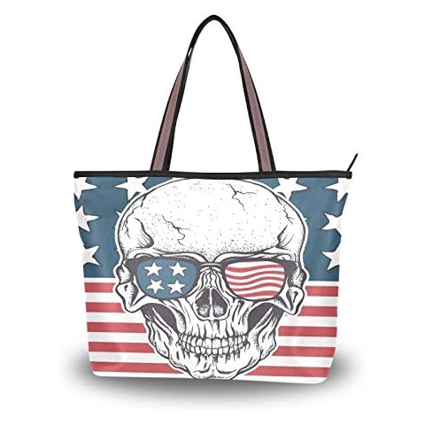Bolso de lona con diseño de bandera americana y calavera JUMBEAR talla L Cover