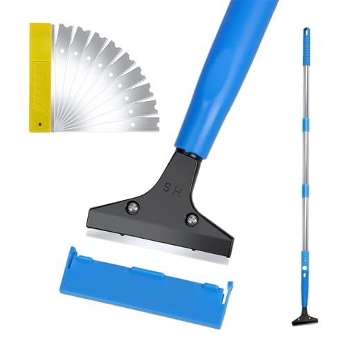 Raspador de mango largo - Herramienta de limpieza con raspador telescópico,Herramienta de limpieza para ventanas - para suelo de baldosas de ducha Garaje Jardín de yeso Pintura de cristal