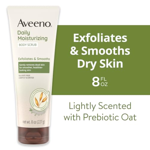Image of Aveeno Daily Moisturizing Body Scrub, Exfoliating Body Wash for Smoother, Healthier Looking Skin, Soothing Prebiotic Oat Formula, Sulfate-Free, Soap-Free & Dye-Free, 8 oz