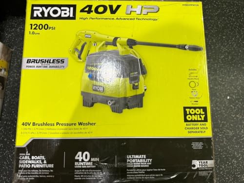 RYOBI 40V 1200 PSI 1.0 GPM Cordless Electric Cold Water Pressure Washer (Tool Only) New
